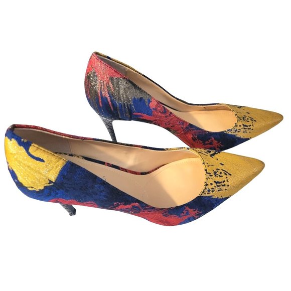 J Renee Shoes - J Renee High Heels Pumps Red Blue Yellow Glitter Look Size 9.5 M 9 1/2